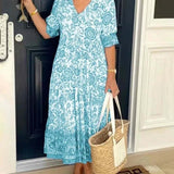 Mavis - Elegant V-Neck Boho Floral Long Dress