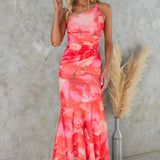 Nyla - Irregular Hem Floral Party Dress