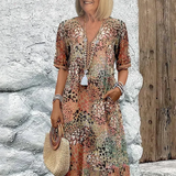 Danielle - Women's Vibrant Midi Dress With Pockets