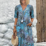 Danielle - Women's Vibrant Midi Dress With Pockets