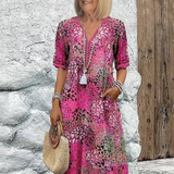 Danielle - Women's Vibrant Midi Dress With Pockets