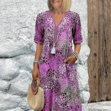 Danielle - Women's Vibrant Midi Dress With Pockets