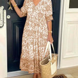 Mavis - Elegant V-Neck Boho Floral Long Dress