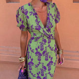 Della - Women's Pleated Floral Print Boho Dress