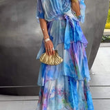 Nysa - Spring Floral Tiered Chiffon Dress