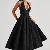 Renata - Jacquard Lace-Up Waist Maxi