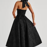 Renata - Jacquard Lace-Up Waist Maxi