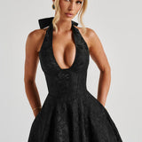 Renata - Jacquard Lace-Up Waist Maxi
