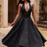 Renata - Jacquard Lace-Up Waist Maxi