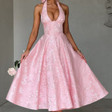 Renata - Jacquard Lace-Up Waist Maxi