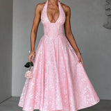 Renata - Jacquard Lace-Up Waist Maxi