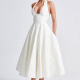 Renata - Jacquard Lace-Up Waist Maxi