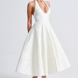 Renata - Jacquard Lace-Up Waist Maxi