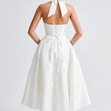 Renata - Jacquard Lace-Up Waist Maxi