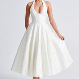 Renata - Jacquard Lace-Up Waist Maxi