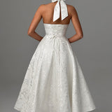 Renata - Jacquard Lace-Up Waist Maxi