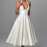 Renata - Jacquard Lace-Up Waist Maxi
