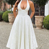 Renata - Jacquard Lace-Up Waist Maxi
