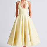 Renata - Jacquard Lace-Up Waist Maxi