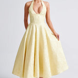 Renata - Jacquard Lace-Up Waist Maxi