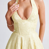 Renata - Jacquard Lace-Up Waist Maxi