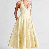 Renata - Jacquard Lace-Up Waist Maxi