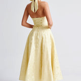 Renata - Jacquard Lace-Up Waist Maxi