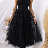 Pearlina - Sleek Mesh High Neck Dress