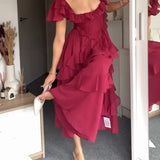 Quinlan - Elegant High-Waist Dress with Lace Trim