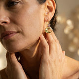 Gold Earrings with Green Crystal