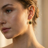 Vintage Round Green and Red Crystal Earrings
