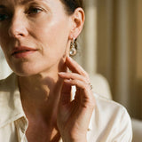 Vintage Gold Earrings with White Glass