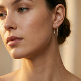 Vintage Silver Engraved Pattern Hoop Earrings