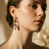 Vintage Floral Pearl Dangle Earrings