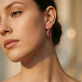 Vintage Rose Gold Beautiful Red Crystal Earrings