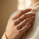 Gold Braided Ring with Crystals