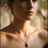 Elite Black Titanium Minimalist Square Pendant Necklace