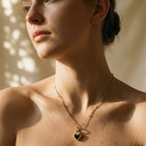 Black and White Gold Heart Pendant Necklace