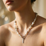 Vintage Silver Pearl and Bead Necklace