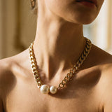 Elegant Double Chain Pearl Necklace