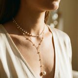 Double-Strand Pearl Drop Necklace