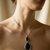 Vintage Elegant Black Stone Pendant Necklace