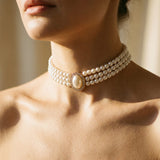 Elegant Three-Pearl Necklace