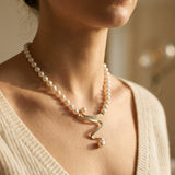 Natural Pearl Necklace and Earrings Set