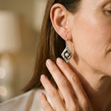 Vintage Silver Pearl Inlay Earrings