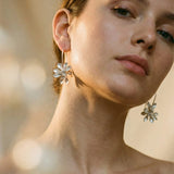 Vintage Silver Earrings with Irregular Flower