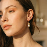 Vintage Gold Wire Earrings with Pearls