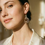 Vintage Gold Earrings with Spiral Design and Cubic Zirconia