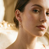Vintage Drop Earrings with Pink Crystal