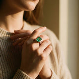 Gold Ring with Sparkling Green Stone